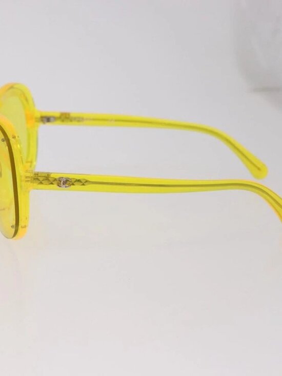 CHANEL Sunglasses Plastic Yellow CC Auth 184281M main image 4